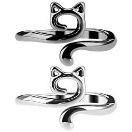 YUXIANLB 2PCS Crochet Rings for Tension Control Adjustable Yarn Guide Rings with Cute Cat Ear Design Metal Finger Hook for Faster Crocheting Knitting Accessories for Beginners Gifts for Mother Grandma
