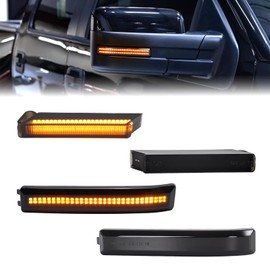 Sequential LED Side Mirror Turn Signal Lights for Ford F150 2009-2014 Raptor 2010-2014 Smoked Lens Amber 4pcs Inside Outside Right Left Lamps