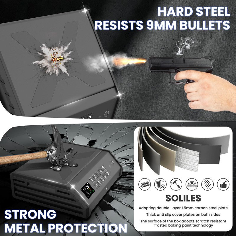 Gun Safe,3 Ways Biometric Pistol Safe with LCD Display of