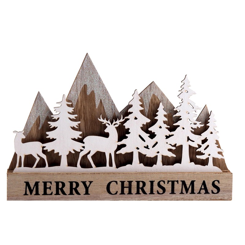 SiL Interiors Reindeer Mountains Nordic Scandinavian Merry Christmas Ornament Decoration