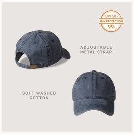 CHOK.LIDS Everyday Vintage Baseball Cap for Men and Women Unisex Adjustable Lightweight Polo Style Curved Brim (Vintage Navy)