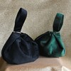 Womens Velvet Clutch Bag Handbag Wrist Small Tote Bag, black