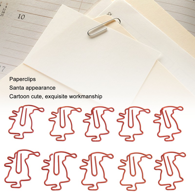 100pcs Santa Paper Clips Slip Resistance Cartoon Cute Lightweight Paperclips