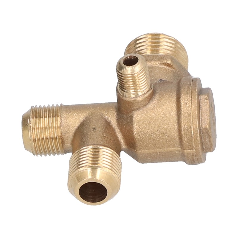 Air Compressor Valve Replacement Components Brass 4 Way Double Pipe