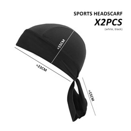 2 Pieces of Bandanas, Black Bandana, Sports Bandana, Women's Men's Bandana, Motorcycle Bandana Hat, Sweat-Absorbent Bandana, Pirate Bandana, Wild Guy Costume, Suitable for Pirate Cosplay, Biker