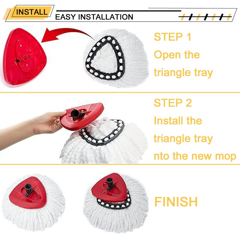 6 Reusable Absorbent Pads + Spare Mop Head-Compatible with Vileda