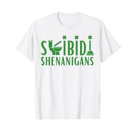 Retro Skibidi Shenanigans Funny Skibidi Toilet Shamrock Rizz T-Shirt