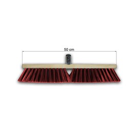 HELO 'PET 3' Street Broom Head 50 cm Wide with Metal Handle Holder, Strong PET Bristles for Coarse Dirt, Brush Head for Outdoor Use as Industrial Broom, Workshop Broom, Indoor Broom (without Handle)