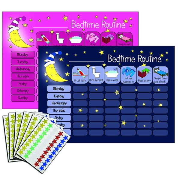 kids2learn Children's Bedtime Routine Chart Reward Chart for Sleep Training