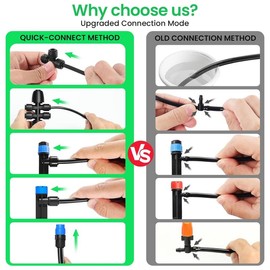 230FT Quick Connector Automatic Drip Irrigation System, Garden Watering Sprinkler System Kit for Lawn Raised Bed Greenhouse with 1/4'' Tubing