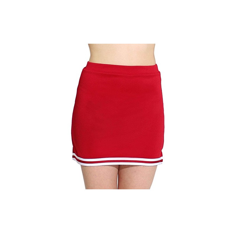 Danzcue Falda de uniforme de animadoras para mujer, Escarlata/Blanco, XS