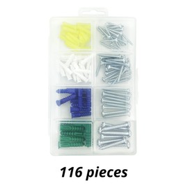 HASWARE Plastic Drywall Anchors Screw Assortment 116 Pieces Includes 4 Dowels and Screws in Different Sizes Dowel Bolts Expansion Bolts for Hanging Wall Panels, Concrete Pictures