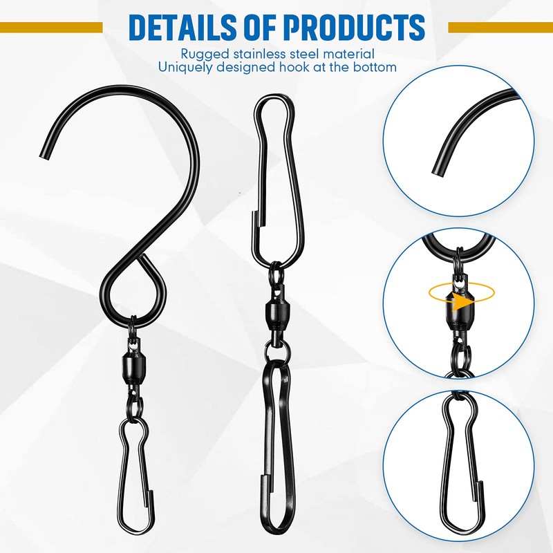 Jetec 20 Pieces Wind Spinner Swivel Hooks 360 Degree Dual