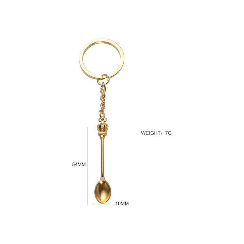 Rosojodg Silver Mini Crown Spoon Keychain, Key Ring Christmas Kitchen