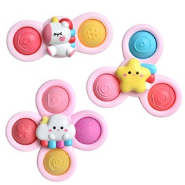 Suction Cup Spinner Toys for 1 Year Old Boy Girl Spinning Top Baby Toys 12 18 Months 2 Year Old Boy Birthday Gift Baby Bath Toys Sensory Airplane Car Travel Toys for Toddlers (Unicorn)