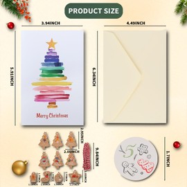 Christmas Cards Set, 24 Pack Christmas Cards with Envelopes, Stickers & Christmas Gift Tag, 4 Assorted Designs Bulk Xmas Holiday Cards for Friends and Family, 4x6 Inches