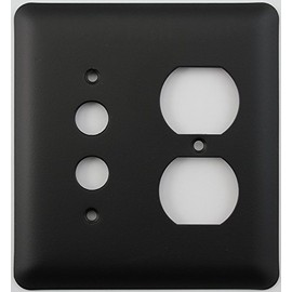 Classic Accents Rounded Black 2 Gang Combo Switch Plate - 1 Push Button Light Switch 1 Duplex Outlet