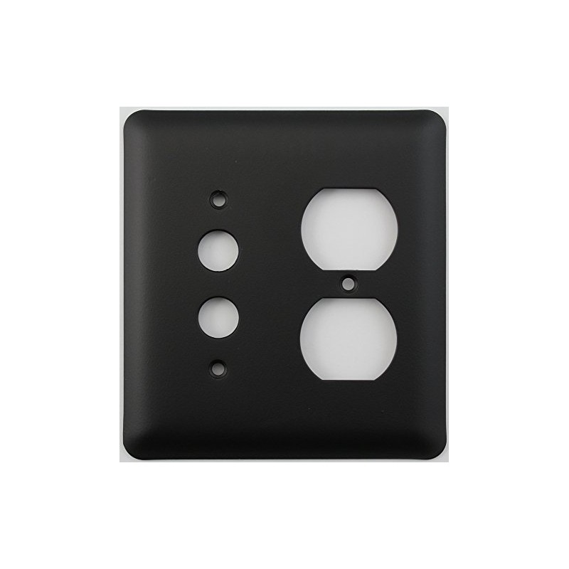 Classic Accents Rounded Black 2 Gang Combo Switch Plate -
