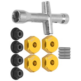 RC Wheel Hex Adapter, 12 mm 1/10 RC Car Truck Wheel Hex Adapter + Non-Slip Nut + Screw + Cross Key RC Model Toy Part (Gold)