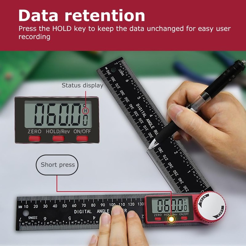 Angle Finder,Digital Angle Finder Tool,8''/200mm Digital Angle Finder Ruler with