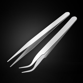 Precision Tweezers for Eyelash, Nail Art, DIY Craft, and Plastic Models (Straight & Curved) RD-10304 Straight Type 16ea
