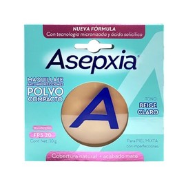 ASEPXIA Maquillaje en Polvo Tono Beige Claro, Acabado mate, absorbe y controla la grasa, unifica el tono de la piel, sin sensación grasosa, Protección FPS 20 para piel mixta con imperfecciones