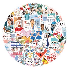 Nurse Stickers 100PCS, Vinyl Nursing Stickers Decals for Nurse Students, Nurses, and Healthcare Workers, Waterproof, Reusable, No Residue Vinyl Decal Perfect Nurse Gift