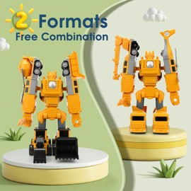 Fuutilake Magnetic Deformation Robot Toy for Children with Storage Box DIY Educational Creativity Puzzle Building Blocks Deformation Robot Construction Vehicles Car for 3+ Boys Girls