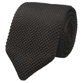 Rosiika Men Classic Espresso Brown Textured Knit Woven Silk Tie Knitted Handmade Ugly Smart Neckties
