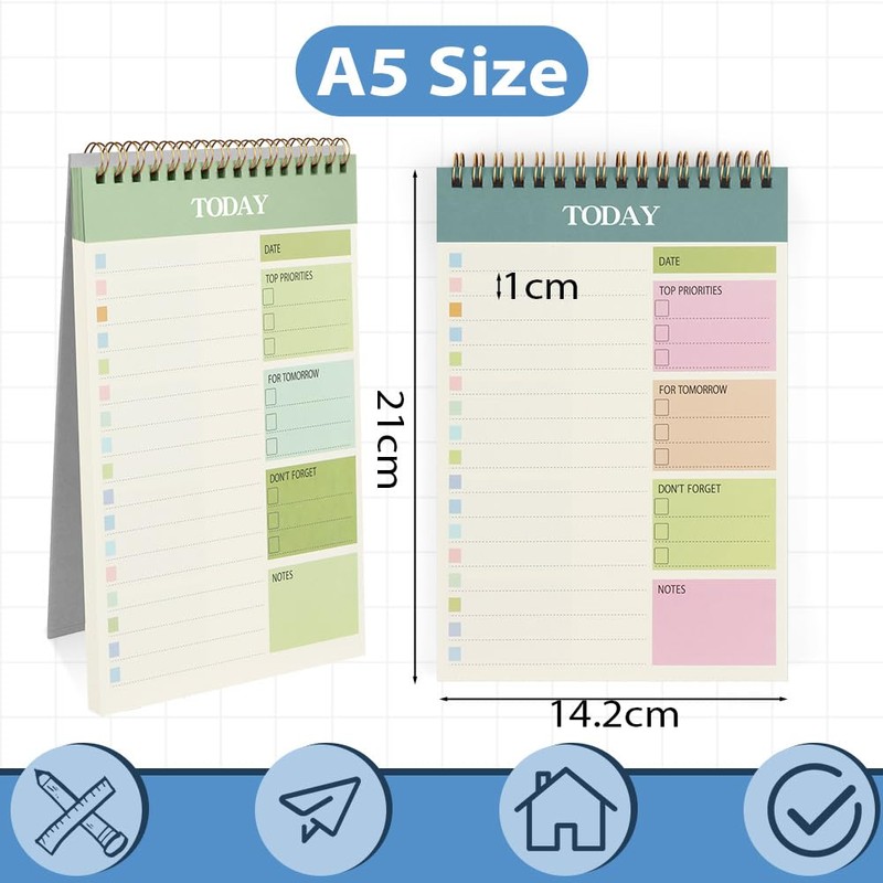 OFFCUP 2 Pack To Do List Notebook, Undated Daily Planner