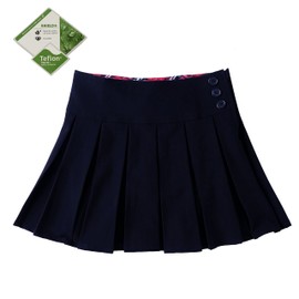 Bienzoe Girls School Uniform Skirt: Kids Adjustable Waist Stretchy Pleated Skort, Navy, 12