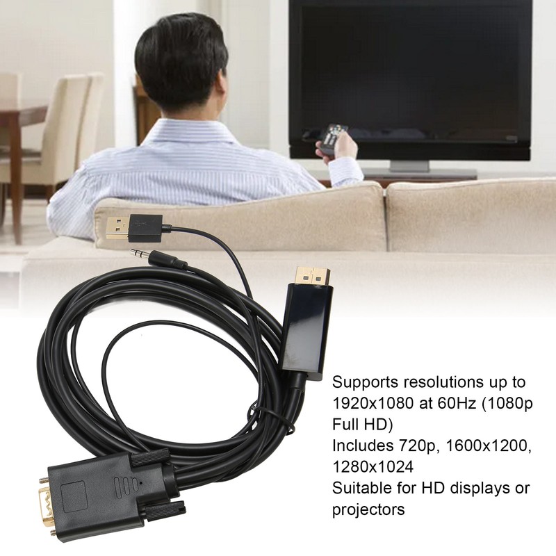 VGA to DP Connector Cable HD Video Converter Cable with