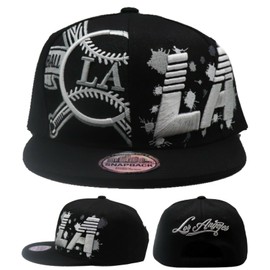 Los Angeles New Leader Premium Splash LA Black Silver Era Snapback Hat Cap