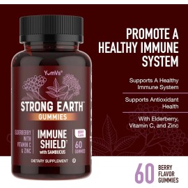 YUM-V'S Strong Earth by YumV's Immune Shield with Sambucus Elderberry Gummies fo