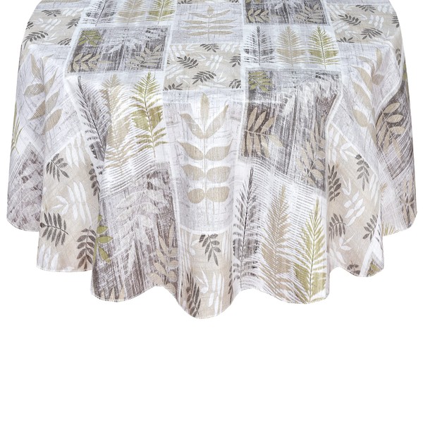 Newbridge Arezzo Contemporary Leaf Print Vinyl Flannel Backed Tablecloth -