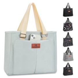 HSHRISH Cool Bag, Lunch Bag, Picnic Bag, Women, Work, Picnic, Travel, Beach, Anti-Lost, Zip, Practical Insulated Bag, Green, 15 L