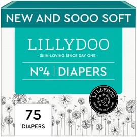 LILLYDOO Baby Diapers - Size 4 (20-31 lbs), Half-Monthly Supply (75 Count), Leak Protection, Skin-Friendly, Ultrasoft, Perfume- & Chlorine-Free, Hypoallergenic, dermatologically Tested, Oeko-TEX®