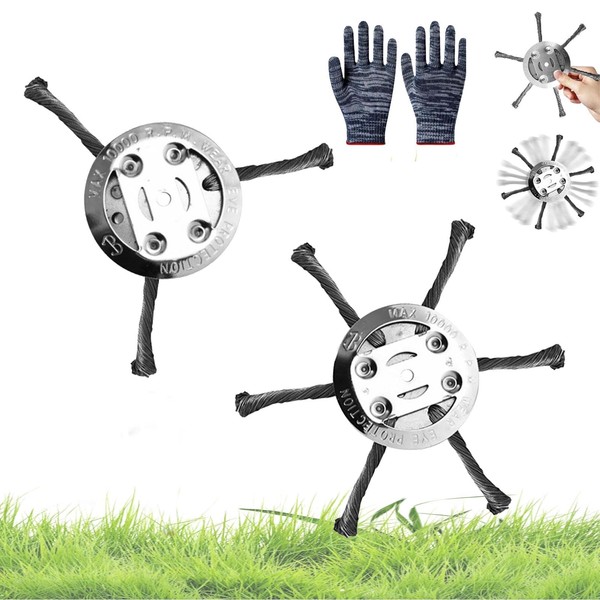 2 Stück Stahldraht Rasentrimmer,Freischneider Zubehör,Unkrautbürste für Rasentrimmer, Ersatzkopf für Rasentrimmer