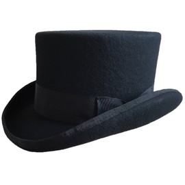 Black Wool Felt Low Top Hat 4 1/2" Crown … (L = 59cm (7 3/8))