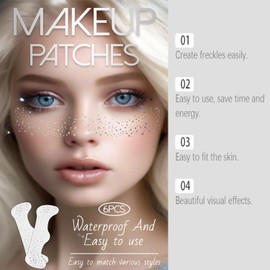 Glitter Freckles Face Tattoo, Glitter Freckles for Face, 6 pcs Silvery Sparkle Freckles, Face Glitter Makeup Patches (Silvery-Style-1)