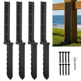 4 Pcs Fence Post Repair Kit, Quick Fix Broken/Wobbly/Tilted Wooden Fences