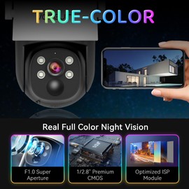 VORGUT Solar Security Camera System Outdoor with 10'' Monitor, 2pcs 2K Solar Powered Home Security Cameras, Full Color Night Vision, 360° Pan Tilt, Human Detection, 2.4G/5G WiFi 10CH NVR with 500G HDD