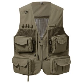 BASSDASH Men's Women's Utility Fishing Cargo Vest Outdoor Safari Photography Work Vest with Multi Pockets Mesh Back FV14