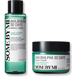 SOME BY MI AHA BHA PHA 30 Days Miracle Toner + AHA BHA PHA 30 Days Miracle Cream - 5.07Oz+2.02Oz - Made from Tea Tree Water for Sensitive Skin - Skin Wastes, Sebum and Oiliness Care - Korean Skin Care