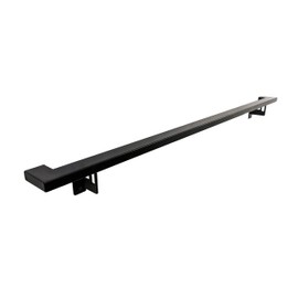 Modern Aluminum Handrail Grab Bar Kit, Adjustable Steel Brackets Included, Returns to Wall, Matt Black Powder Coat (6 Foot Handrail Set)