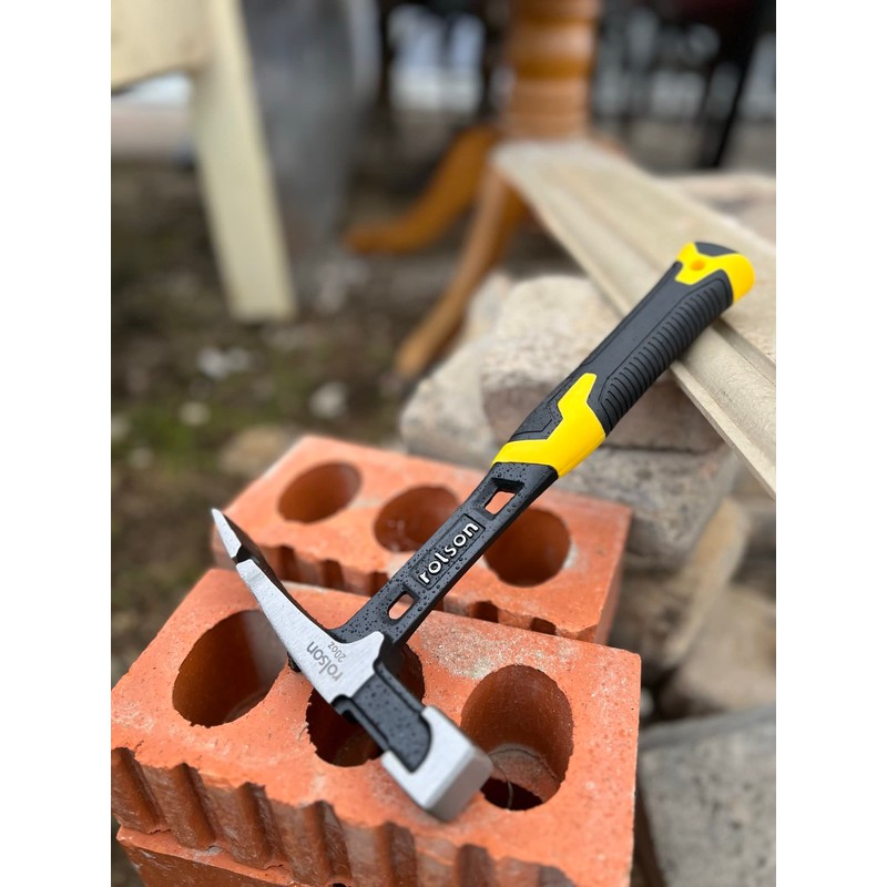 Rolson 10435 Solid Forged Brick Hammer, Black, Metallic, Yellow, 20