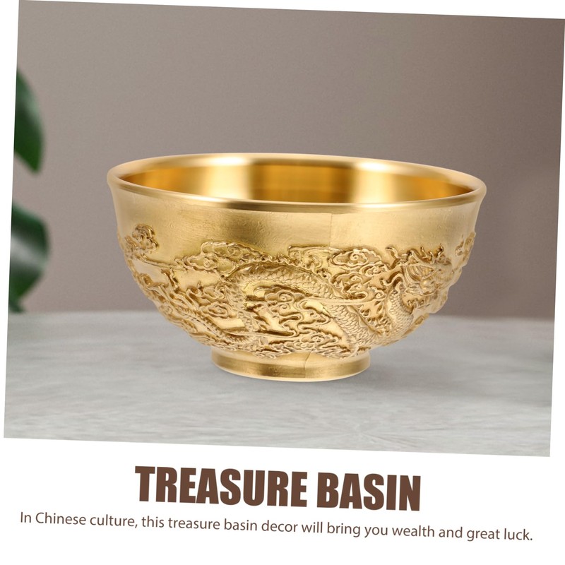 Levemolo Classic Chinese Bowl Brass Treasure Bowl Dragon Design Perfect