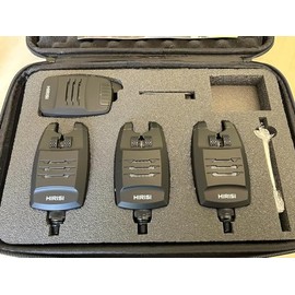TMC 3 x Carp Bite Alarms & Receiver set, case, jacks, snag bars, Bright LED's