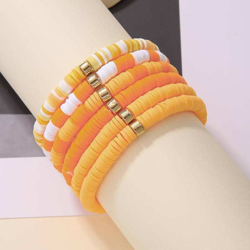 SCRDPRAD Macaron Multi-layer 6Pcs Bohemia Bracelet for Women Heishi Clay