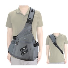 Vanlison Sling Backpacks, Large Sling Bags Laptop Backpack Shoulder Crossbody Bags for Men Women Outdoor Travel Dog Walking Bag Black